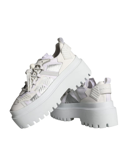 Dolce & Gabbana White Silver Chunky Platform Sneakers Shoes Dolce & Gabbana