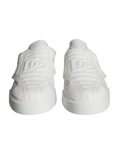 Dolce & Gabbana White Leather Slip On Low Top Sneakers Shoes Dolce & Gabbana