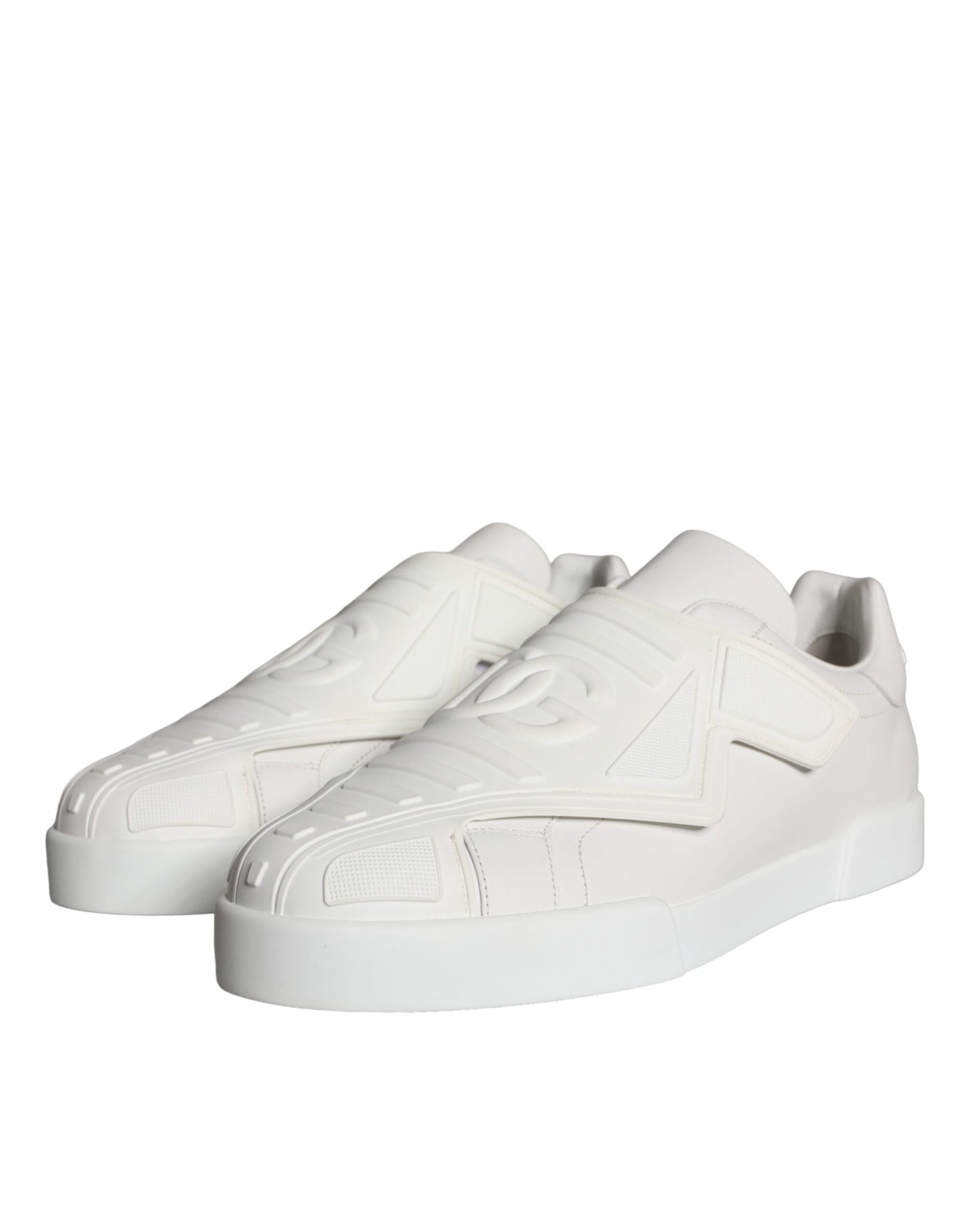 Dolce & Gabbana White Leather Slip On Low Top Sneakers Shoes Dolce & Gabbana