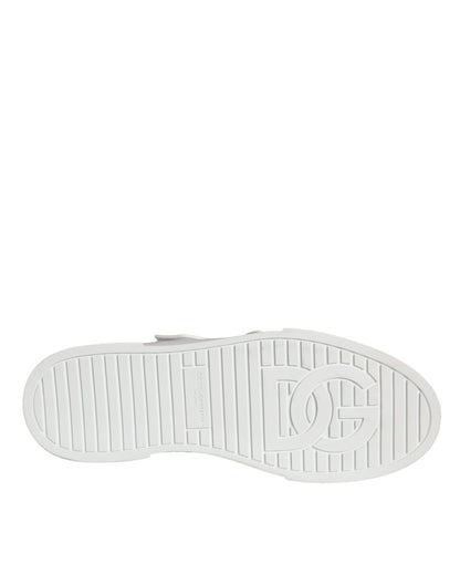 Dolce & Gabbana White Leather Slip On Low Top Sneakers Shoes Dolce & Gabbana