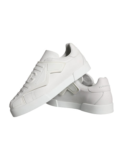 Dolce & Gabbana White Leather Slip On Low Top Sneakers Shoes Dolce & Gabbana