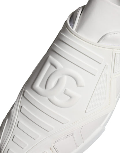 Dolce & Gabbana White Leather Slip On Low Top Sneakers Shoes Dolce & Gabbana