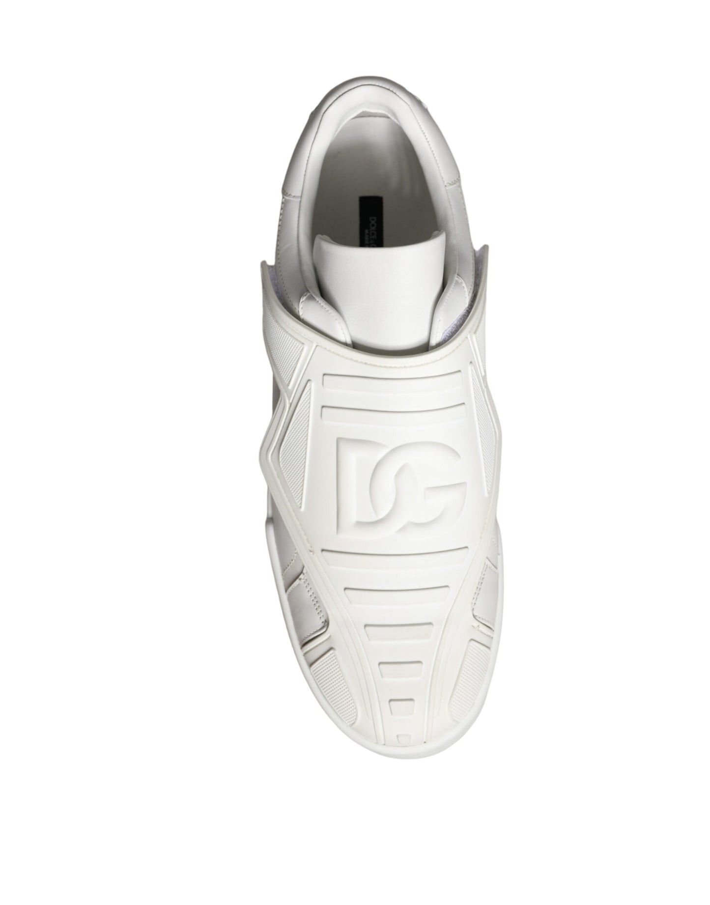 Dolce & Gabbana White Leather Slip On Low Top Sneakers Shoes Dolce & Gabbana