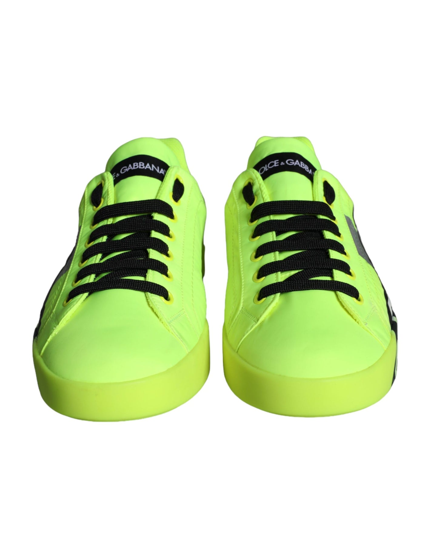 Dolce & Gabbana Neon Green Logo Tape Low Top Sneakers Shoes Dolce & Gabbana