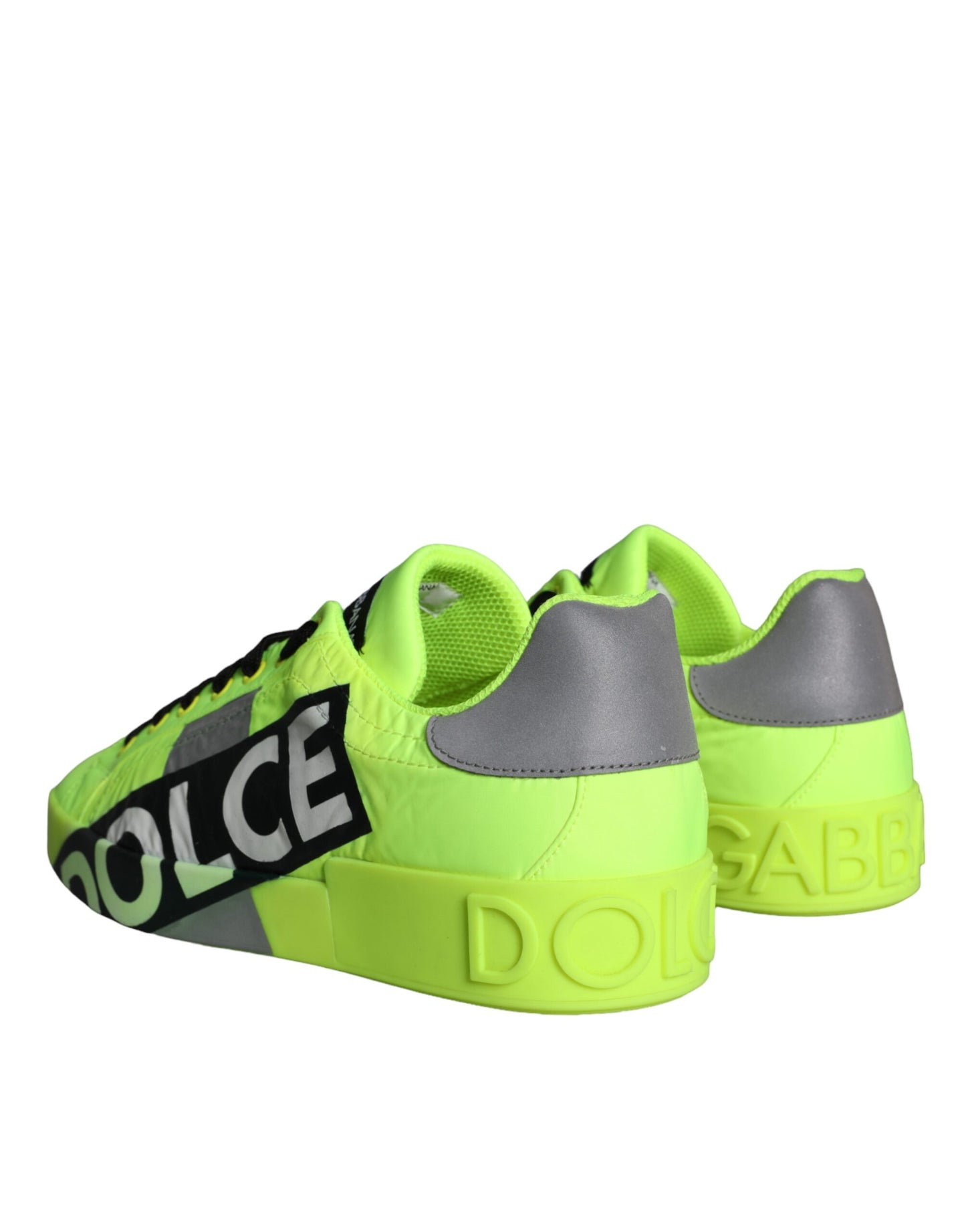 Dolce & Gabbana Neon Green Logo Tape Low Top Sneakers Shoes Dolce & Gabbana