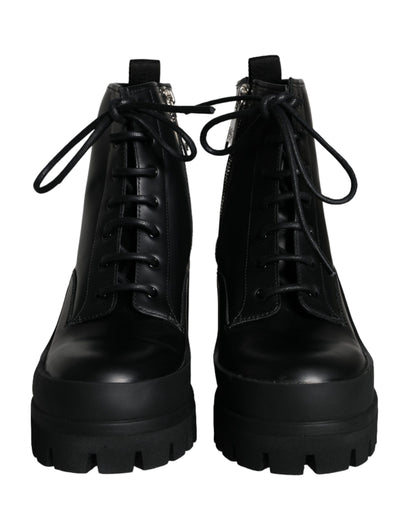 Dolce & Gabbana Black Lace Up Trekking Ankle Boots Men Shoes Dolce & Gabbana