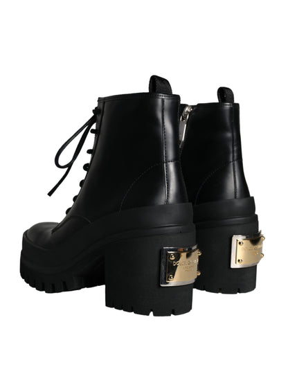 Dolce & Gabbana Black Lace Up Trekking Ankle Boots Men Shoes Dolce & Gabbana