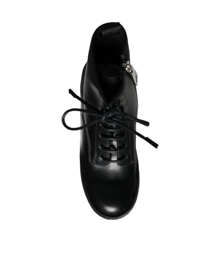 Dolce & Gabbana Black Lace Up Trekking Ankle Boots Men Shoes Dolce & Gabbana