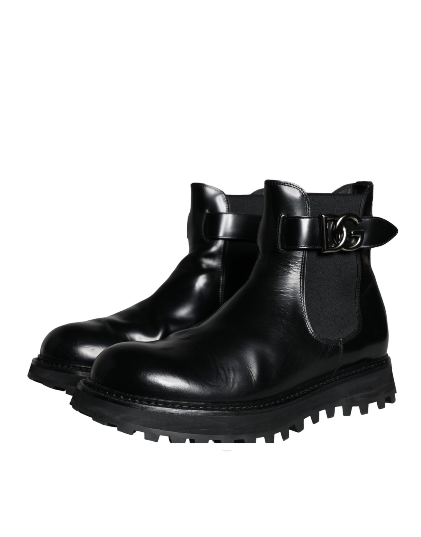 Dolce & Gabbana Black Belted DG Logo Men Chelsea Boots Shoes