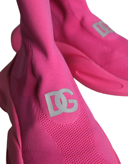 Dolce & Gabbana Pink Logo Print Slip On Socks Sneakers Shoes Dolce & Gabbana