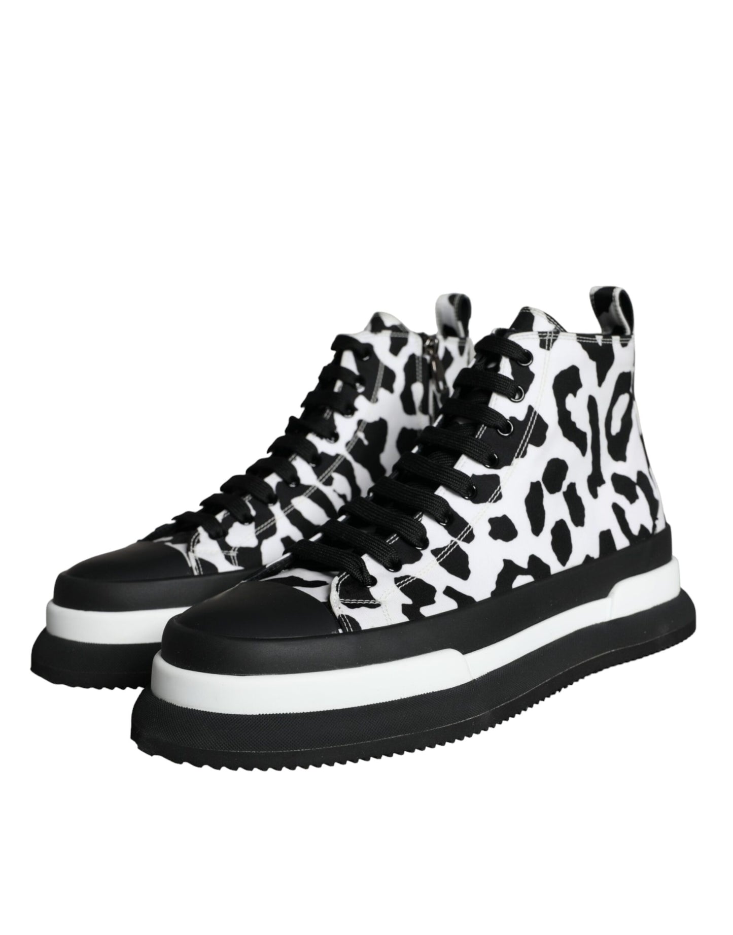 Dolce & Gabbana Black White Leopard High Top Sneaker Shoes Dolce & Gabbana