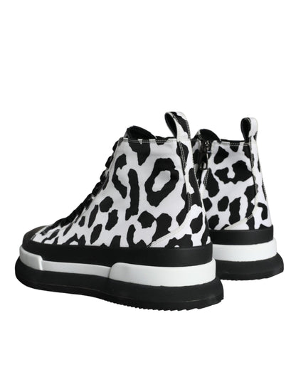 Dolce & Gabbana Black White Leopard High Top Sneaker Shoes Dolce & Gabbana