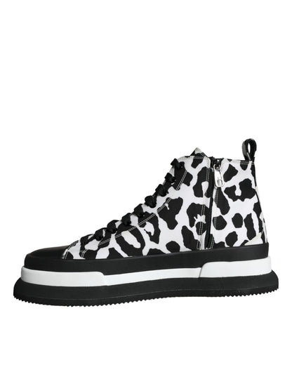 Dolce & Gabbana Black White Leopard High Top Sneaker Shoes Dolce & Gabbana