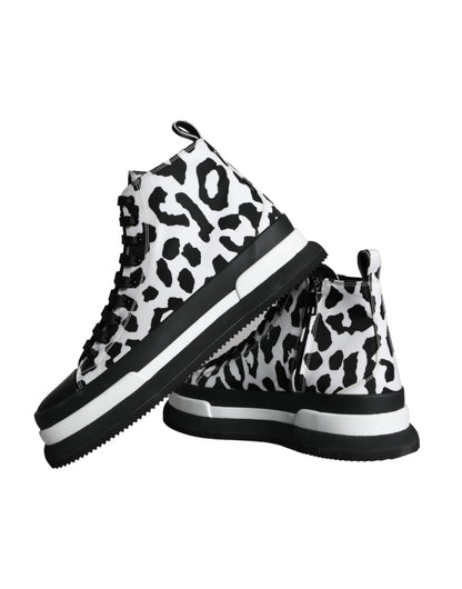 Dolce & Gabbana Black White Leopard High Top Sneaker Shoes Dolce & Gabbana