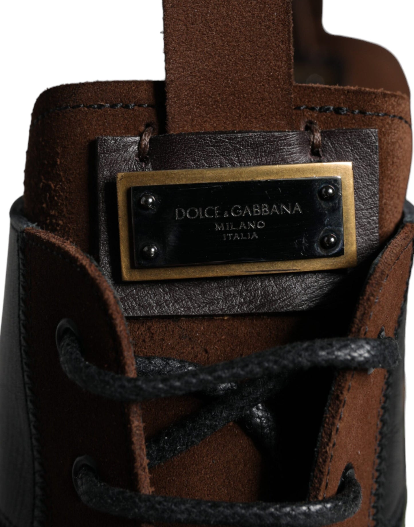 Dolce & Gabbana Brown Suede Camouflage Leather Combat Boots Shoes Dolce & Gabbana