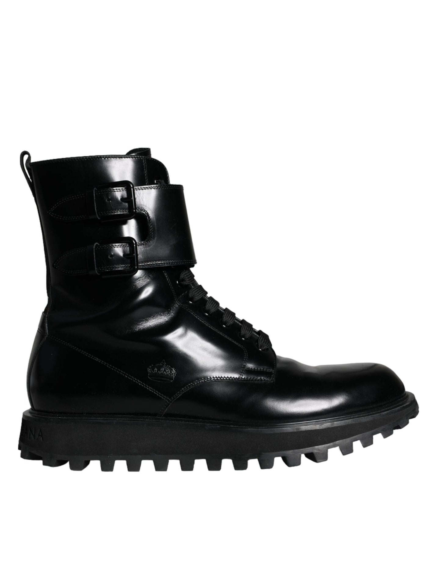 Dolce & Gabbana Black Leather Lace Up Men Mid Calf Boots Shoes Dolce & Gabbana