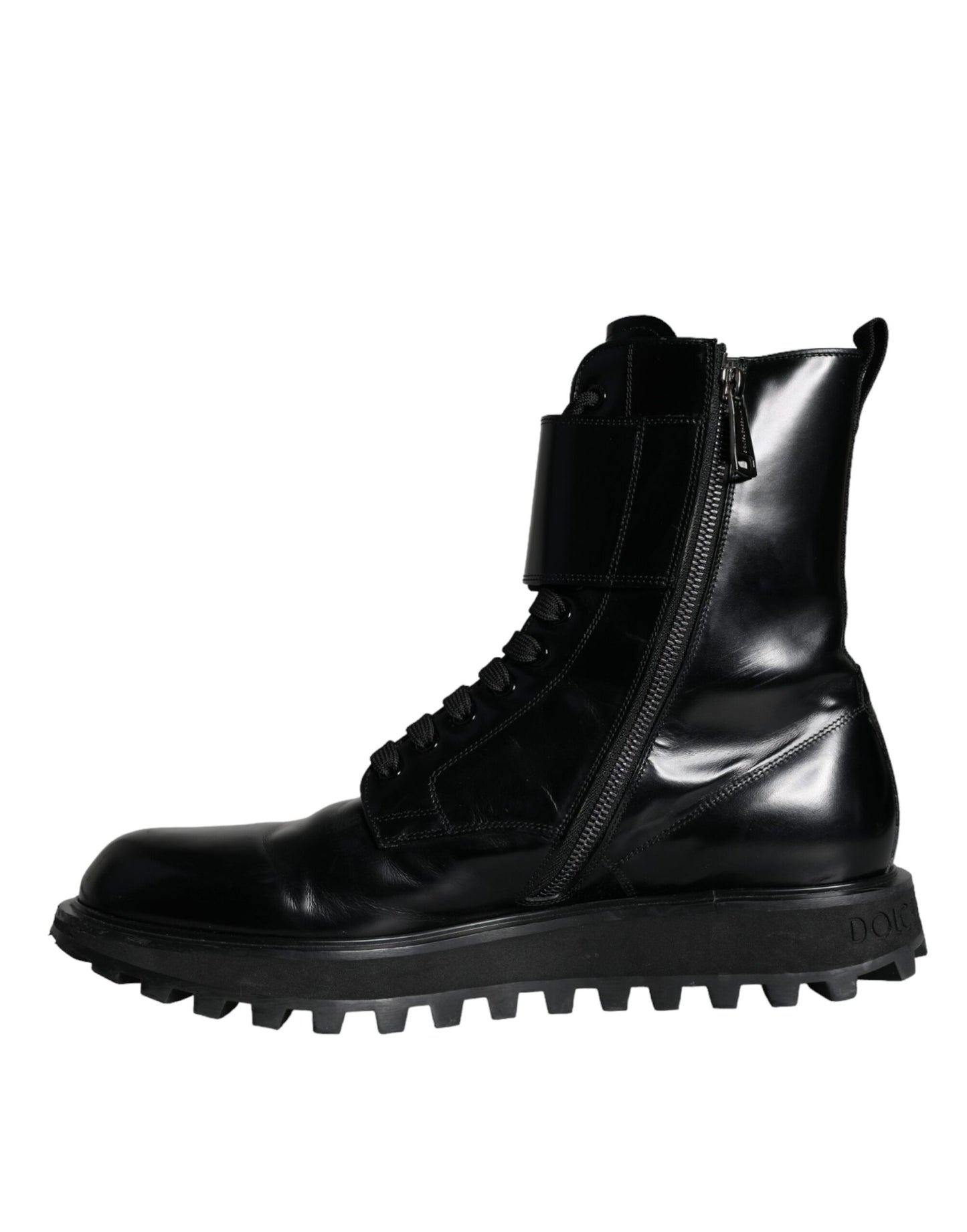 Dolce & Gabbana Black Leather Lace Up Men Mid Calf Boots Shoes Dolce & Gabbana