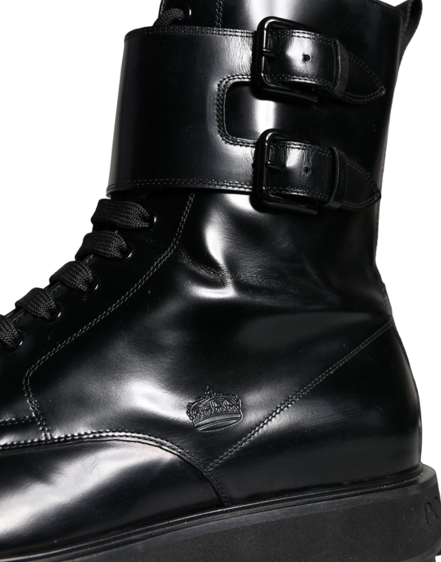 Dolce & Gabbana Black Leather Lace Up Men Mid Calf Boots Shoes Dolce & Gabbana