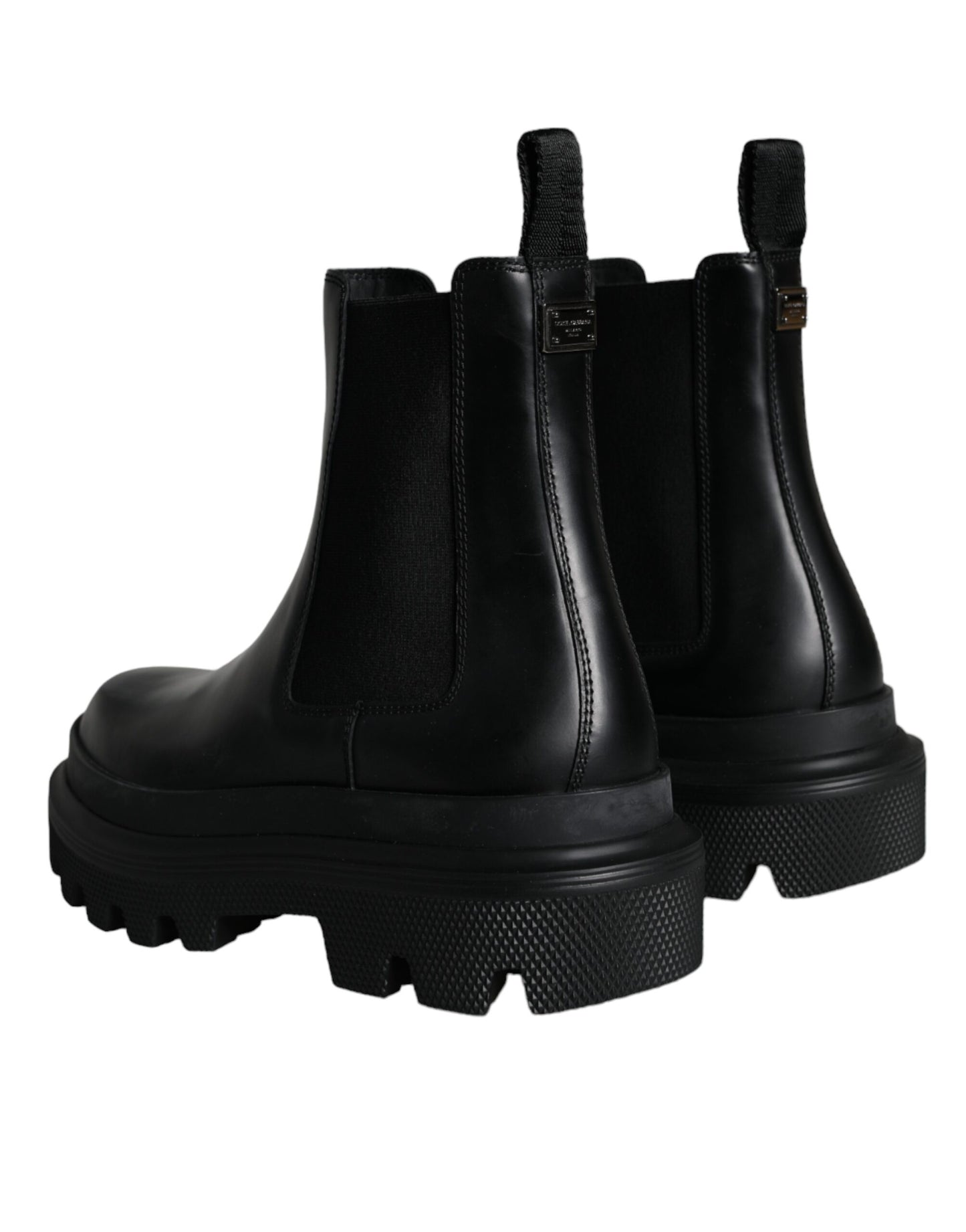 Dolce & Gabbana Black Leather Slip On Stretch Trekking Boots Shoes Dolce & Gabbana