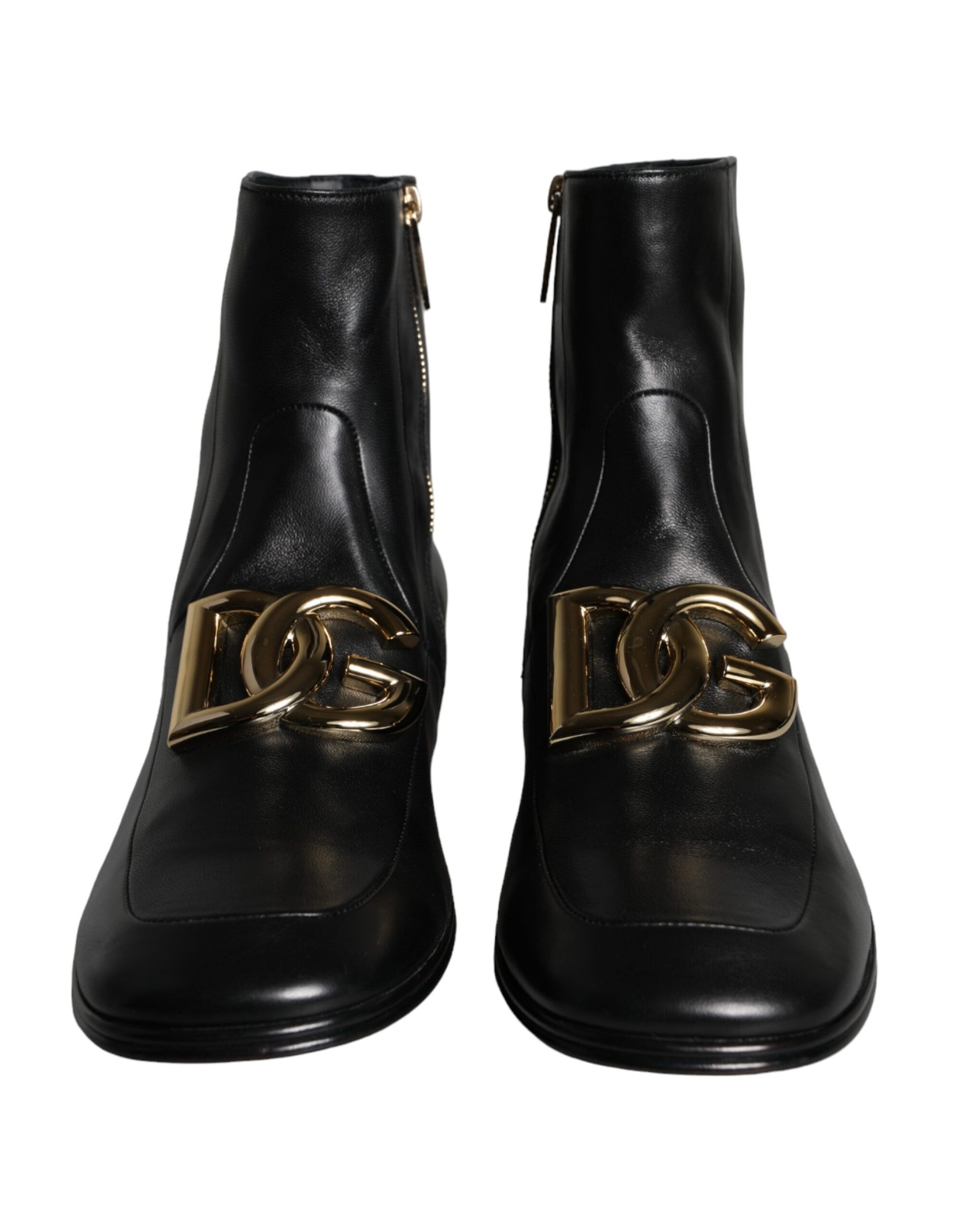 Dolce & Gabbana Black Lambskin Leather Men Ankle Boots Shoes