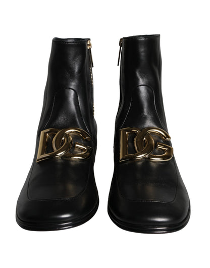 Dolce & Gabbana Black Lambskin Leather Men Ankle Boots Shoes Dolce & Gabbana