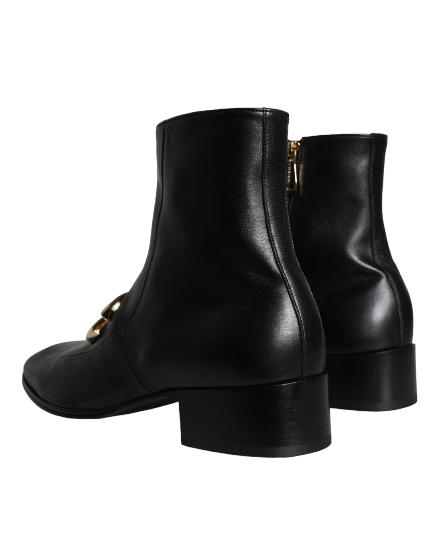 Dolce & Gabbana Black Lambskin Leather Men Ankle Boots Shoes Dolce & Gabbana