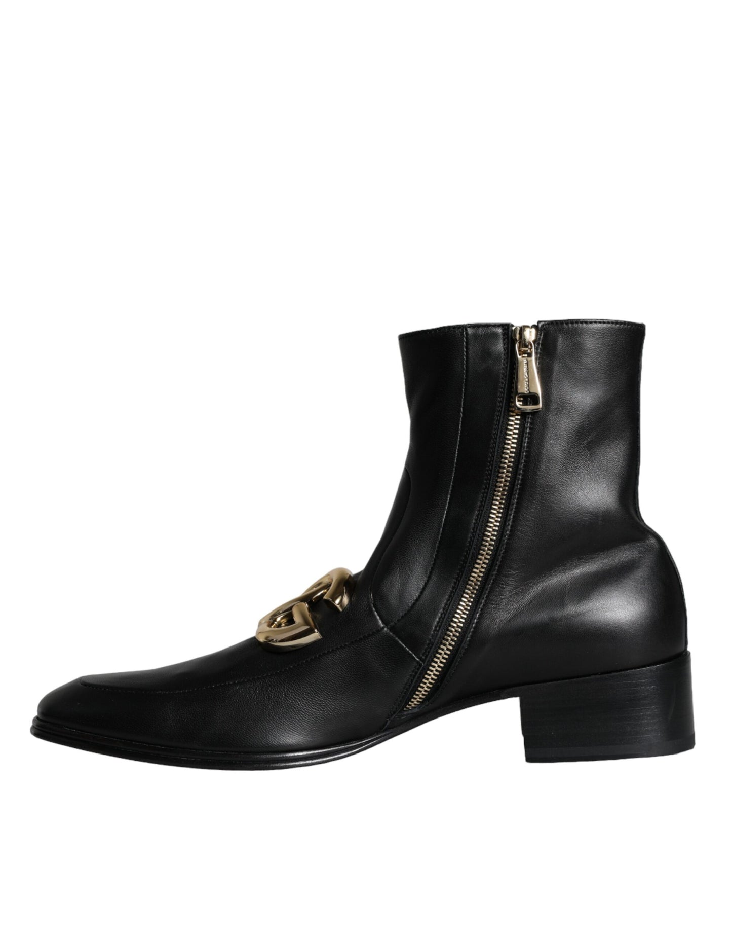 Dolce & Gabbana Black Lambskin Leather Men Ankle Boots Shoes Dolce & Gabbana