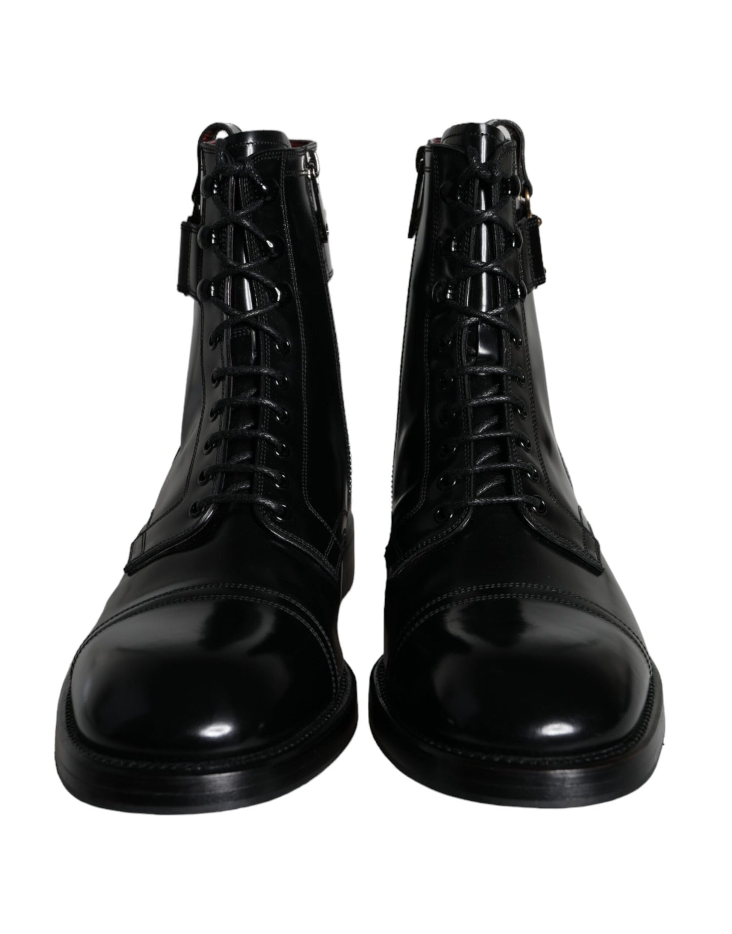 Dolce & Gabbana Black Logo Lace Up Mid Calf Men Boots Shoes Dolce & Gabbana