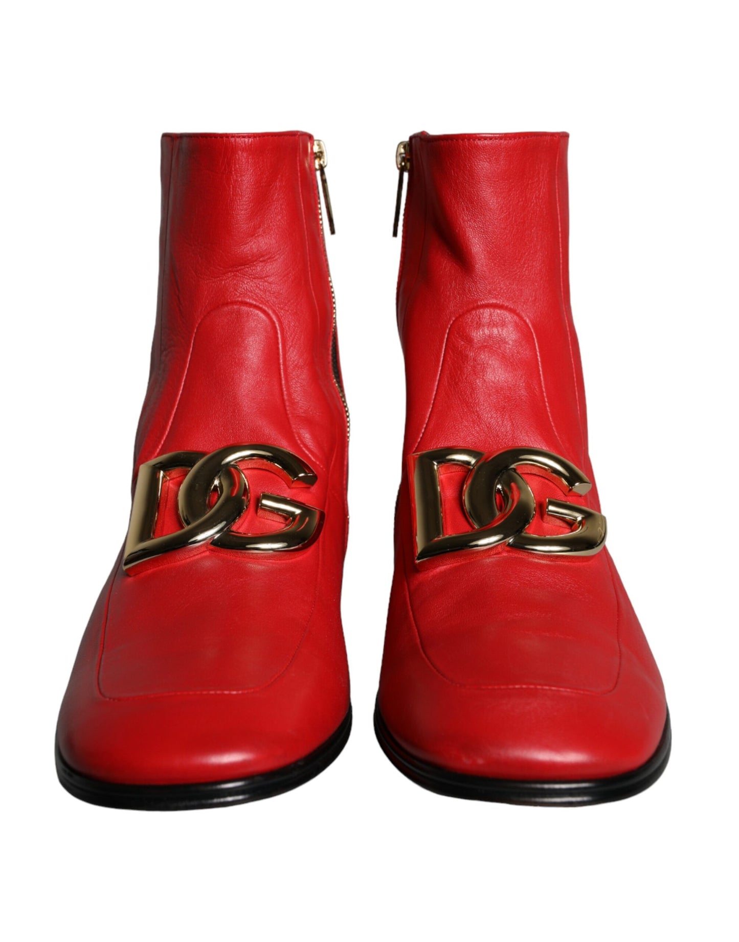 Dolce & Gabbana Red Lambskin Leather Men Ankle Boots Shoes Dolce & Gabbana