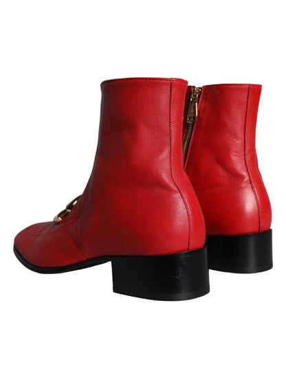 Dolce & Gabbana Red Lambskin Leather Men Ankle Boots Shoes Dolce & Gabbana