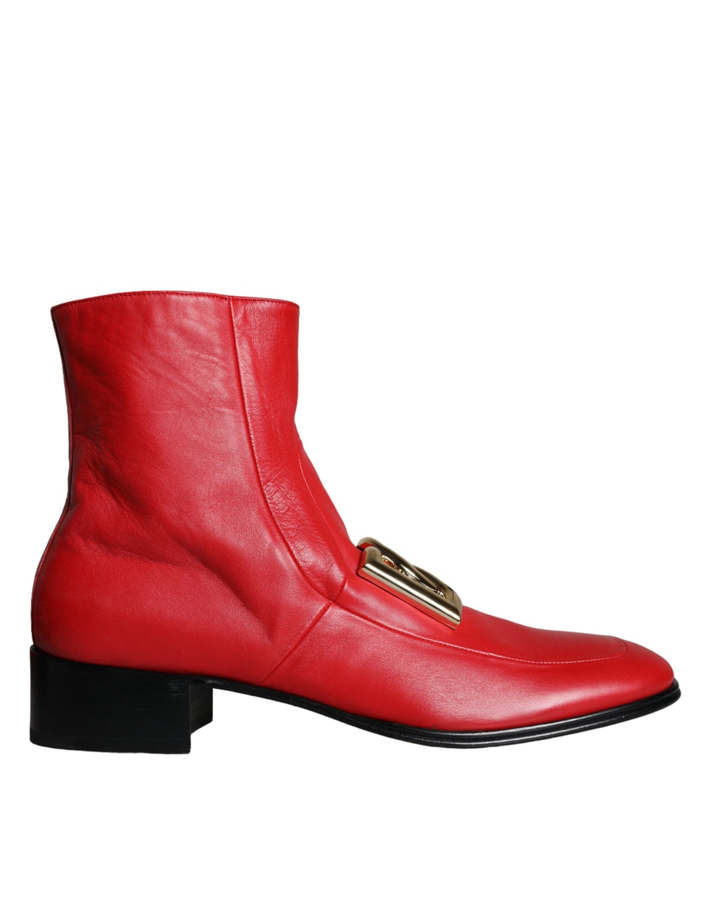 Dolce & Gabbana Red Lambskin Leather Men Ankle Boots Shoes Dolce & Gabbana