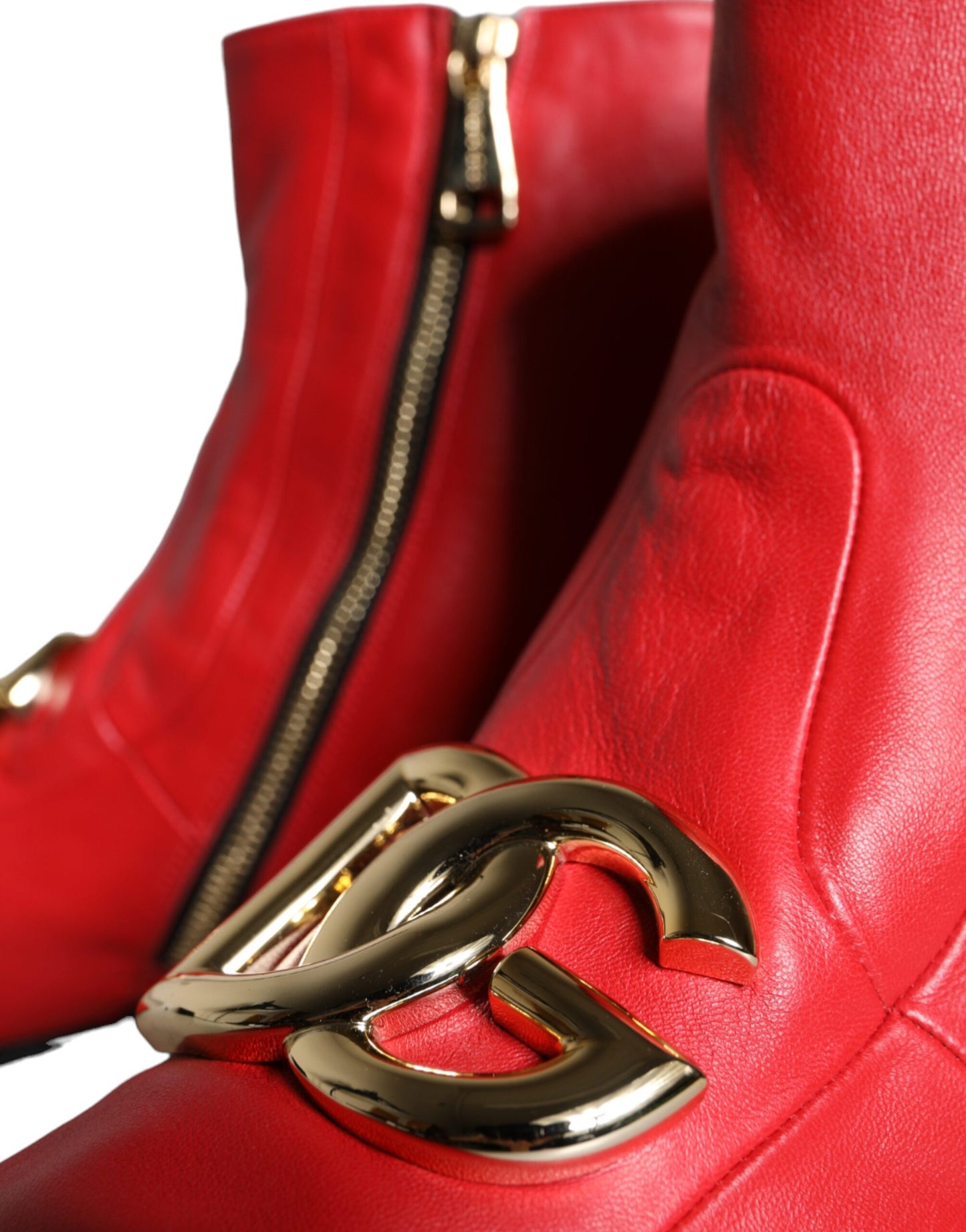 Dolce & Gabbana Red Lambskin Leather Men Ankle Boots Shoes Dolce & Gabbana