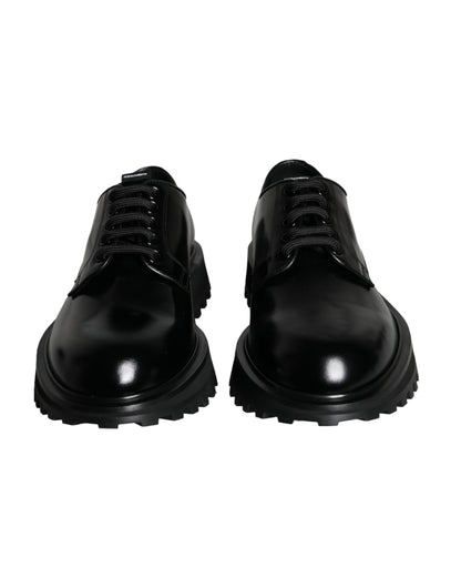 Dolce & Gabbana Black Calf Leather Derby Formal Dress Shoes Dolce & Gabbana