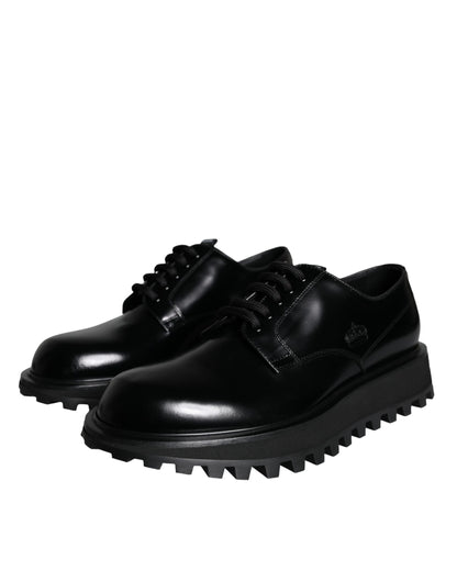 Dolce & Gabbana Black Calf Leather Derby Formal Dress Shoes Dolce & Gabbana