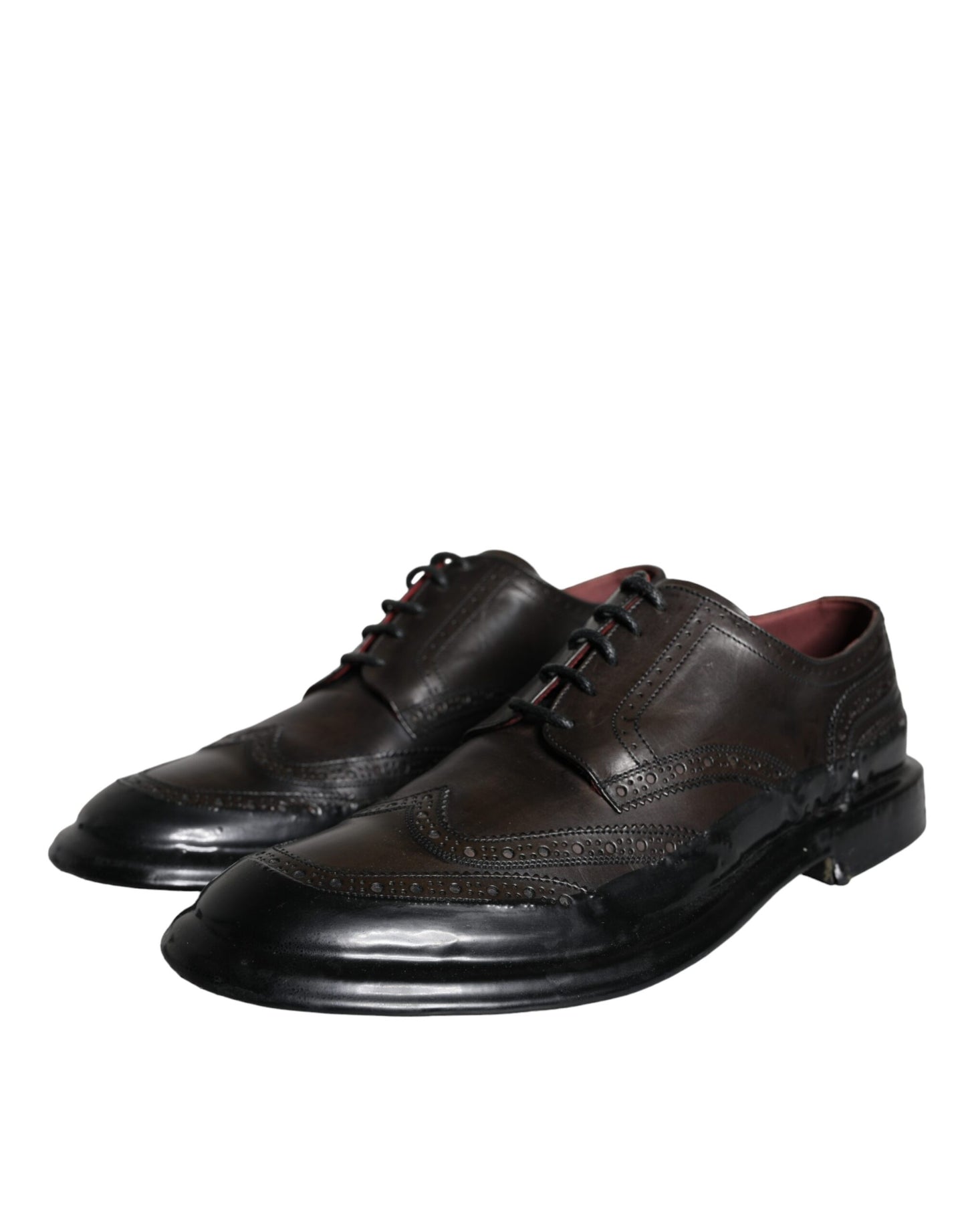 Dolce & Gabbana Black Leather Oxford Wingtip Formal Men Shoes Dolce & Gabbana