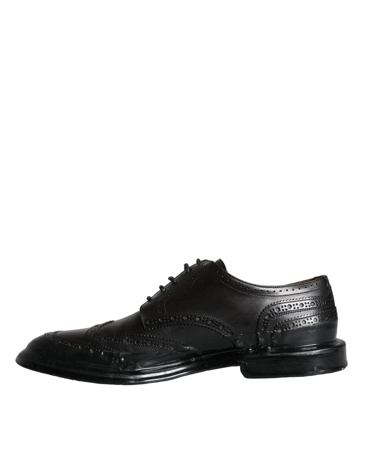 Dolce & Gabbana Black Leather Oxford Wingtip Formal Men Shoes Dolce & Gabbana