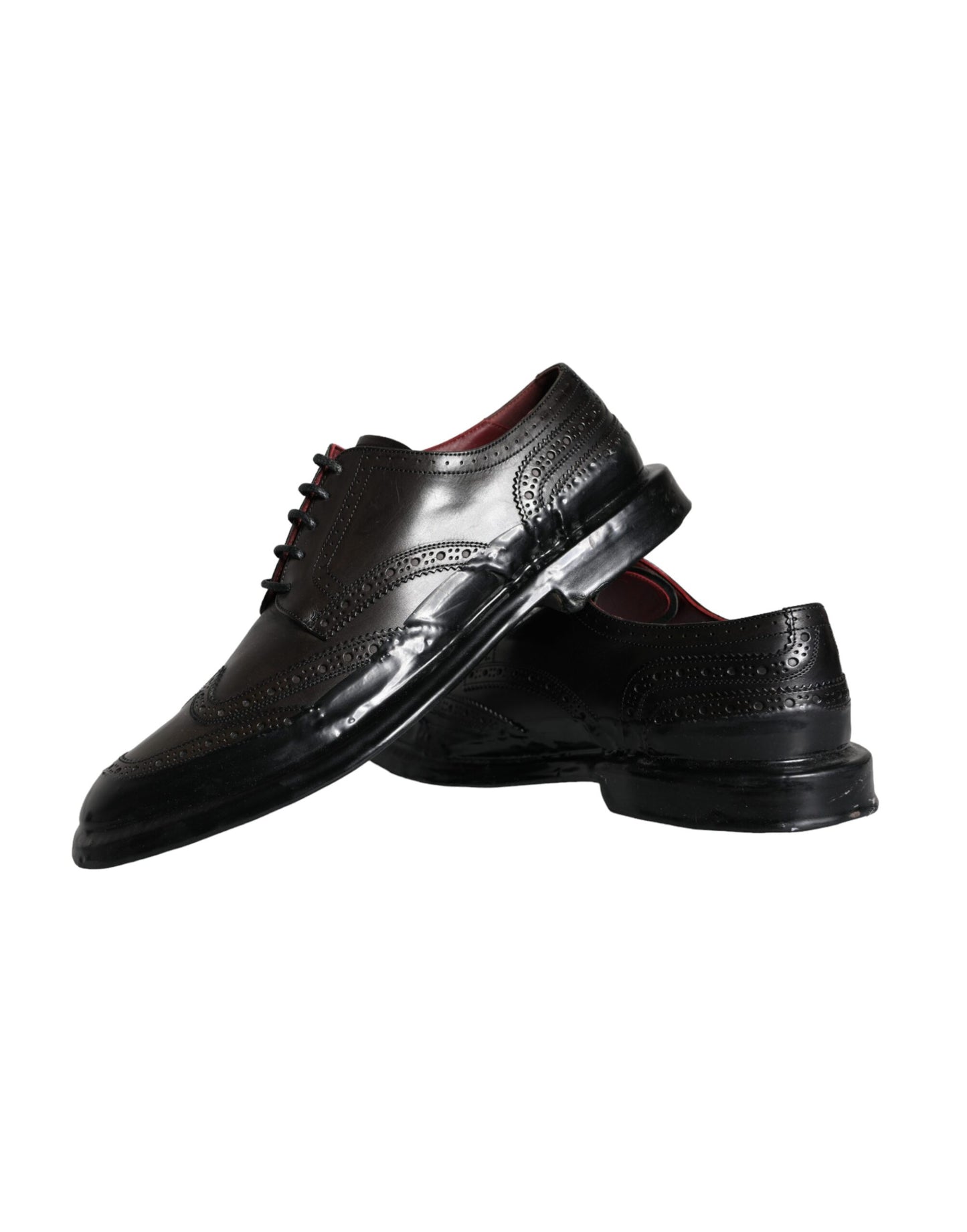 Dolce & Gabbana Black Leather Oxford Wingtip Formal Men Shoes Dolce & Gabbana