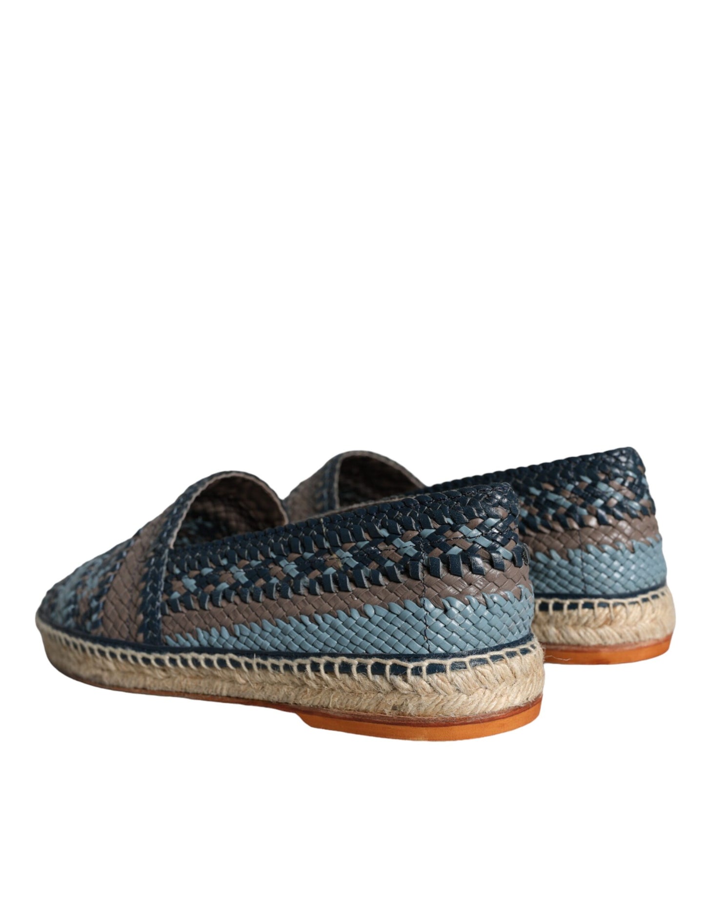 Dolce & Gabbana Blue Gray Woven Leather Buffalo Espadrille Shoes Dolce & Gabbana