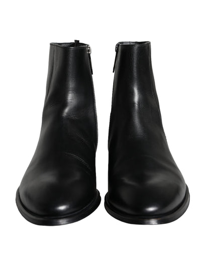 Dolce & Gabbana Black Calf Leather Men Ankle Boots Men Shoes Dolce & Gabbana