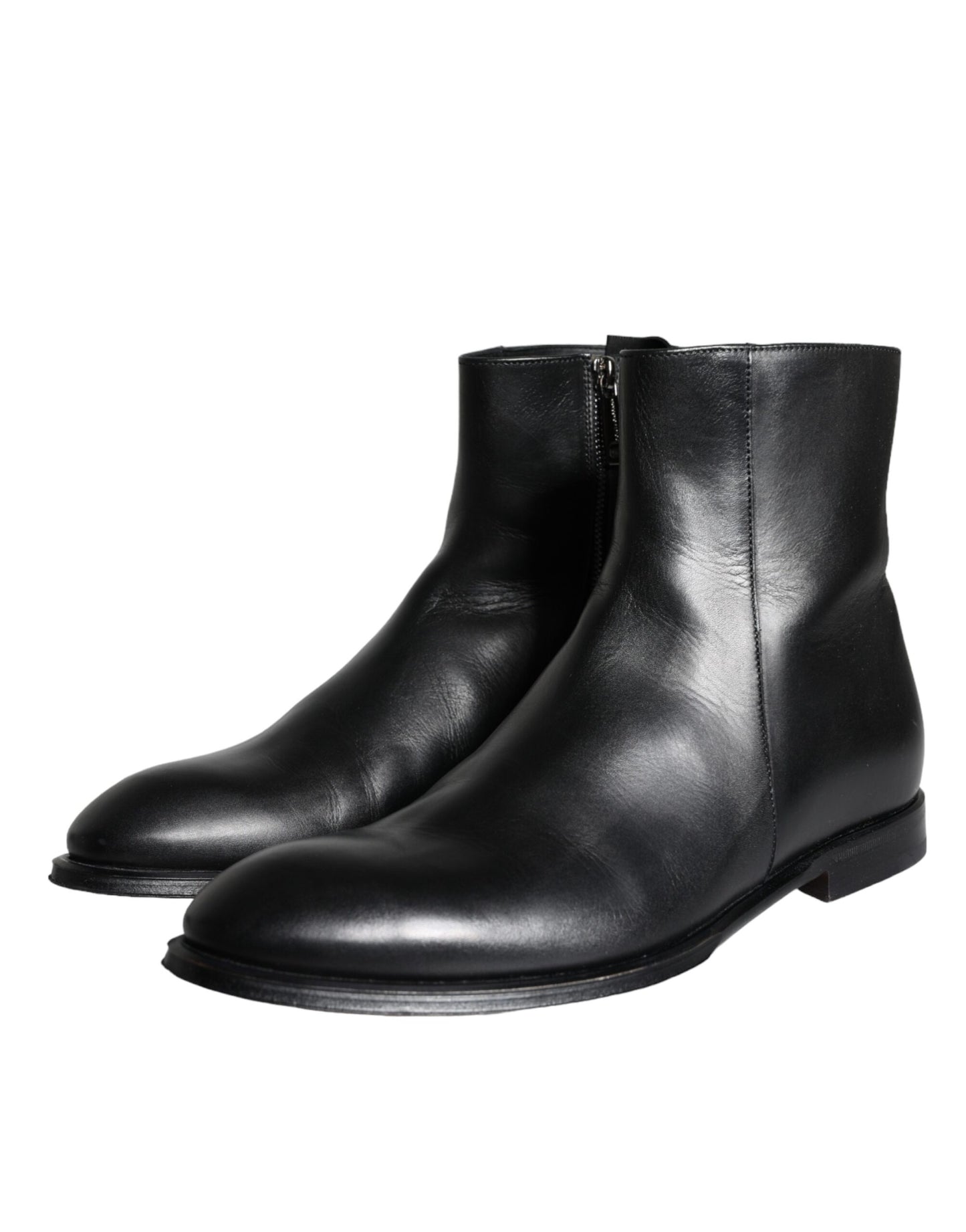 Dolce & Gabbana Black Calf Leather Men Ankle Boots Men Shoes Dolce & Gabbana