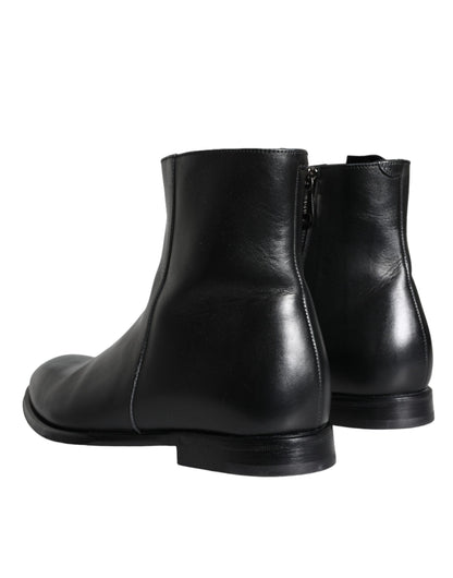 Dolce & Gabbana Black Calf Leather Men Ankle Boots Men Shoes Dolce & Gabbana