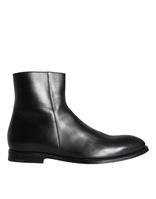 Dolce & Gabbana Black Calf Leather Men Ankle Boots Men Shoes Dolce & Gabbana