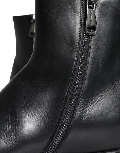 Dolce & Gabbana Black Calf Leather Men Ankle Boots Men Shoes Dolce & Gabbana