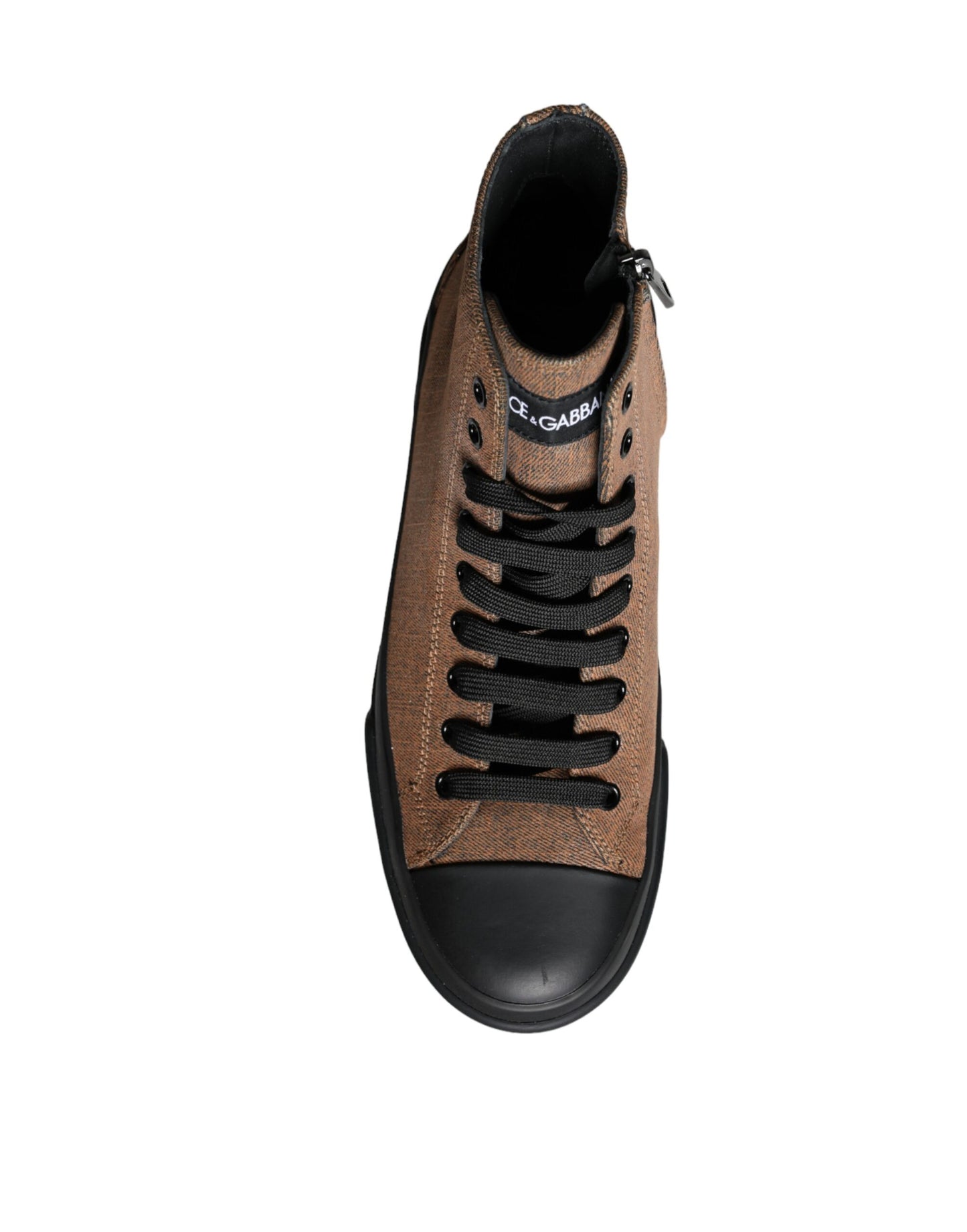 Dolce & Gabbana Black Brown Denim High Top Men Sneakers Shoes Dolce & Gabbana