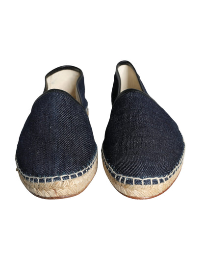 Dolce & Gabbana Blue Denim Cotton Leather Espadrilles Shoes Dolce & Gabbana