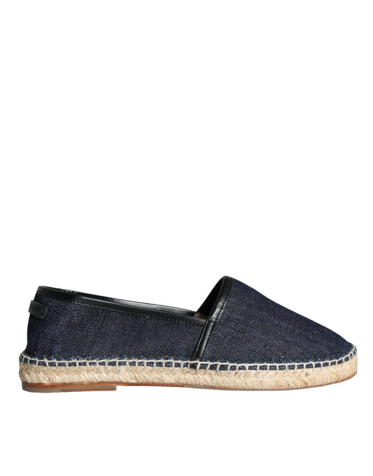 Dolce & Gabbana Blue Denim Cotton Leather Espadrilles Shoes Dolce & Gabbana