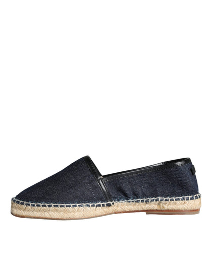 Dolce & Gabbana Blue Denim Cotton Leather Espadrilles Shoes Dolce & Gabbana