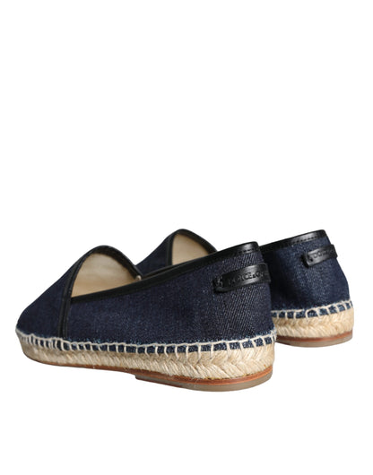 Dolce & Gabbana Blue Denim Cotton Leather Espadrilles Shoes Dolce & Gabbana