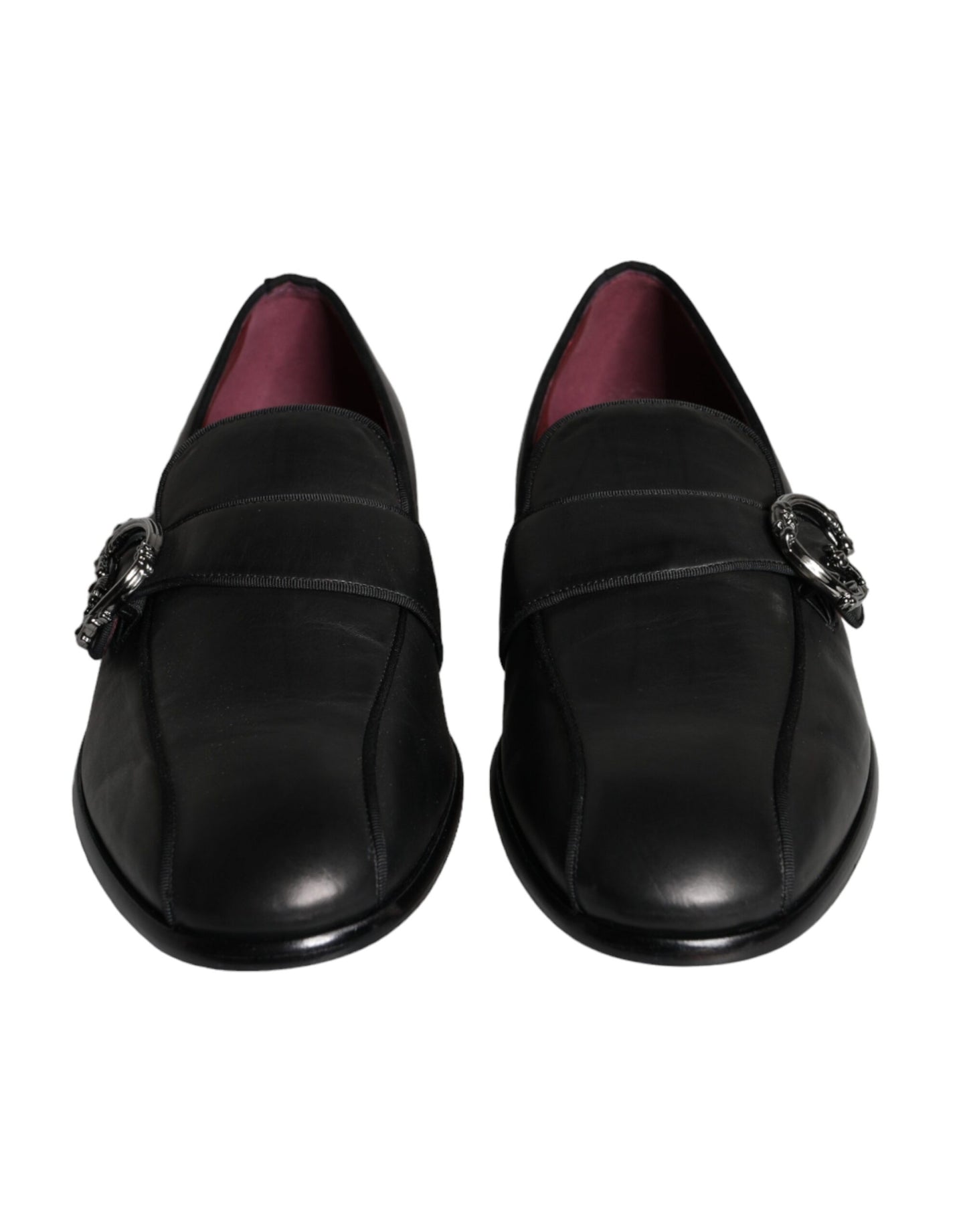 Dolce & Gabbana Black Leather Logo Loafers Men Dress Shoes Dolce & Gabbana