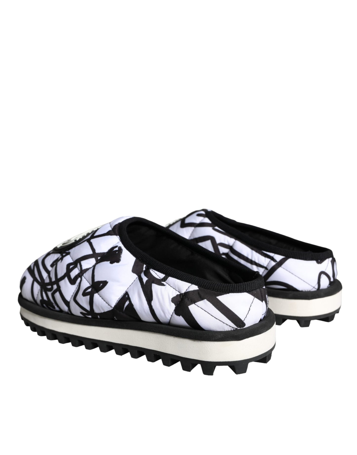 Dolce & Gabbana Black White Quilted Logo Sandals Slides Shoes Dolce & Gabbana